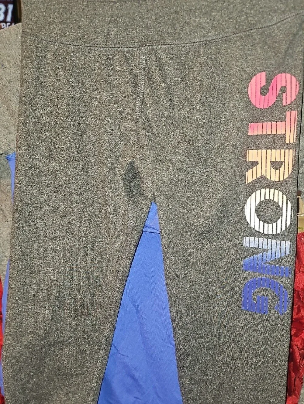 SO 'Stay Strong' Athletic Long Sleeve Tee & Pants Set - Blue, Gray, Pink Size 12